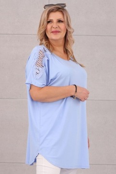 BAWEŁNIANA BLUZKA OVERSIZE TSHIRT Z KRÓTKIM RĘKAWEM LETNIA LUŹNA PLUS SIZE