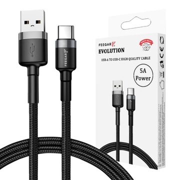 Feegar Kabel przewód USB TYPE-C QC 3.0 5A nylon