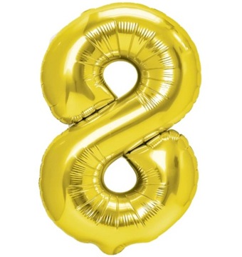 BALON FOLIOWY CYFRA OSIEM 8 ZŁOTA / ZŁOTY 100CM