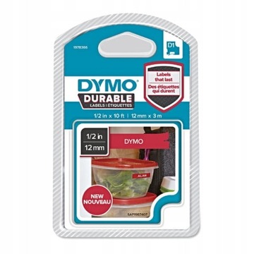 Лента DYMO D1 DURABLE 1978366 12 ммX3 Белая на красном ВИНИЛЕ