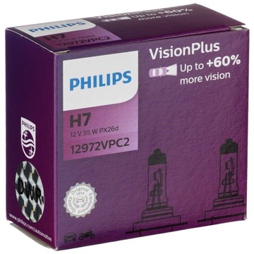Мощные лампы H7 PHILIPS VisionPlus +60% + W5W