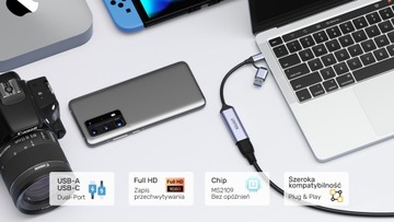 Unitek Grabber видео USB-C/A, 4K HDMI 1.4b