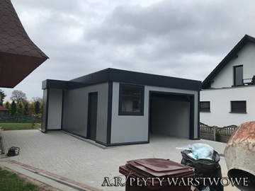 Garaż z wiatą wiata na samochód brama Wiśniowski garaż ocieplany gr 10 cm