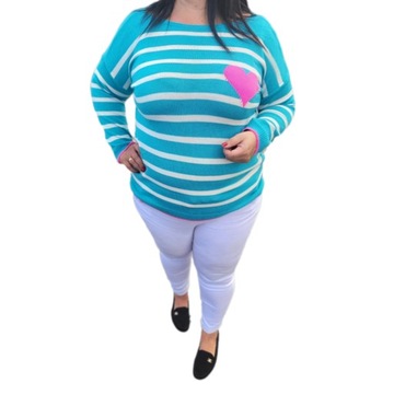 Sweter w pasy z serduszkiem plus size 46, 48, 50