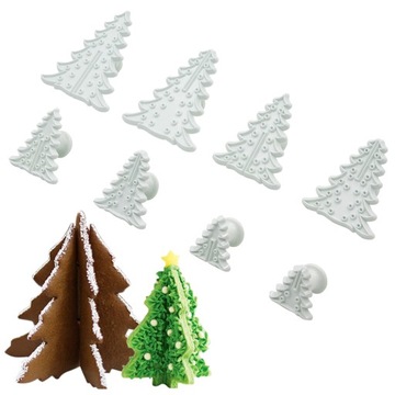 Foremki wyciskane do ciasteczek choinka 3D 8szt