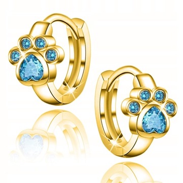 ЗОЛОТЫЕ СЕРЬГИ НА ЛАПКИ ДЕВОЧКИ, СЕРЕБРО 925 ПРОБЫ