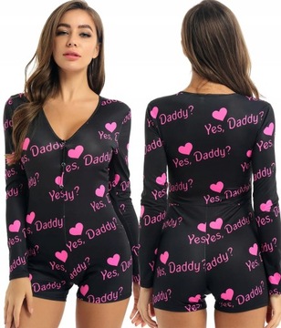 PIŻAMA JEDNOCZĘŚCIOWA ROZPINANA SPODENKI OBCISŁY KOMBINEZON DO SPANIA - S