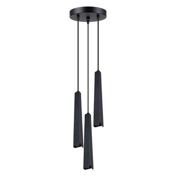 Lampa wisząca PRYSM 3P czarna/stal tyby świecą w dół nowoczesny zwis salon