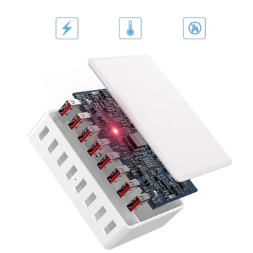 ЗАРЯДНАЯ СТАНЦИЯ USB, 8 ПОРТОВ, ЗАРЯДНОЕ УСТРОЙСТВО ДЛЯ НЕСКОЛЬКИХ УСТРОЙСТВ, 50 Вт
