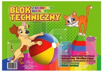 Blok techniczny kolorowy A4 8 ark. 160g/m Protos