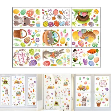 9x пасхальные двусторонние наклейки на окна, DIY ремесла, школа, 88 шт.