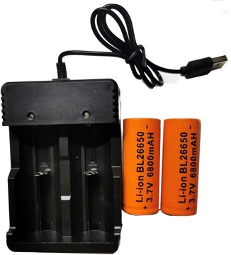 Ładowarka +2xaku 26650 6800mAh 3,7V LI-ION aku
