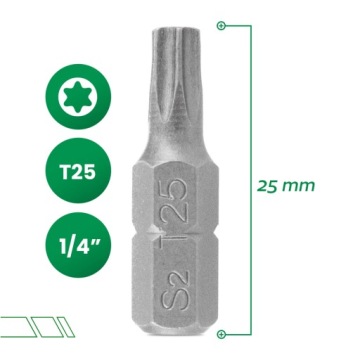 Отвертка TORX 1/4 T25, сверло Sta V8 25 мм с магнитным наконечником