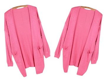 KARDIGAN KIESENIE MODNA NARZUTKA SWETER PERŁY KIESZENIE 802