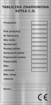 Табличка с паспортными данными печи центрального отопления и котла.