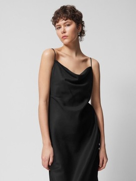 Sukienka midi z lyocellu - czarna OUTHORN