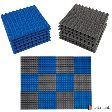 Акустическая звукоизоляция Пенопласт Пирамиды Губка с высоким демпфированием, эхо-реверберация