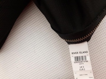 RIVER ISLAND czarna KOSZULKA długi rękaw MODNA z zipami _ S