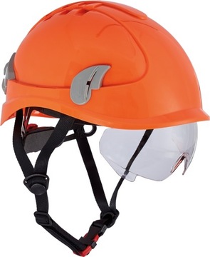 Kask budowlany z okularami ALPINWORKER jakość CERVA pomarańcz HV R. 53-66cm