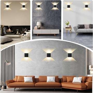 LAMPKA ŚCIENNY LED 12W KINKIET WEWNĘTRZNY LOFT REGULOWANĄ 2700K 750LM 2SZT