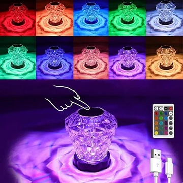 Touch Crystal Lamp With Remote Control Led Rose Dimmable Night Light~9833