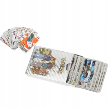 Карты с покемонами, серебряные блестящие коллекционные серебряные 55 штук для подарка