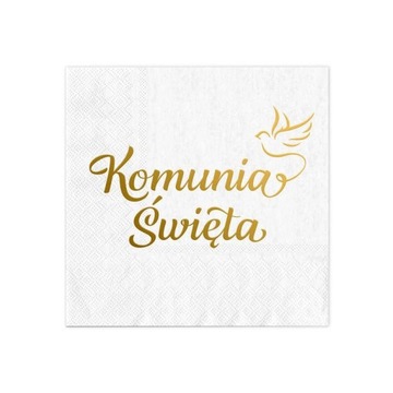 Serwetki białe Komunia Święta Gołąbek 10 szt dekoracja stołu