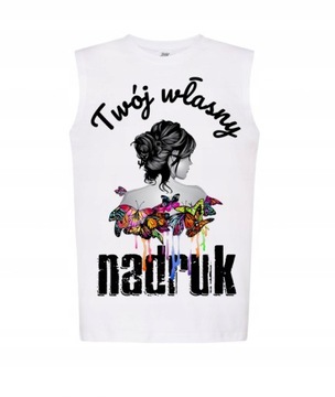 Koszulka Męska BEZRĘKAWNIK T-Shirt NADRUK LOGO 2XL