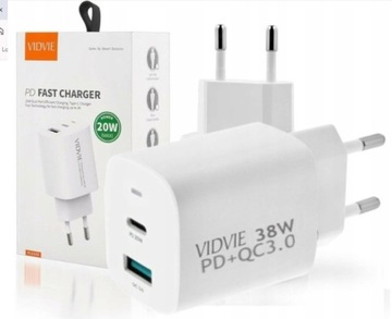 SZYBKA ŁADOWARKA SIECIOWA 38W 2xUSB | Power Delivery PD TYPE-C | USB QC 3.0