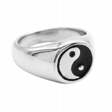 3x Sygnet Yin Yang Tai Bagua ze stali nierdzewnej