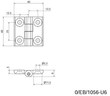 ПЕТЛЯ ВИНТОВАЯ С ОТВЕРСТИЯМИ, ПЛОСКАЯ МЕТАЛЛИЧЕСКАЯ ПЕТЛЯ 40x40 ЧЕРНАЯ