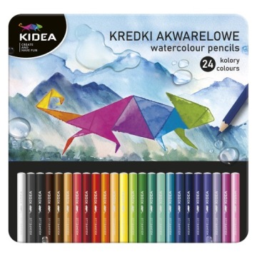 Олівці акварельні Kidea 24 кольори в металевій коробці Акварель