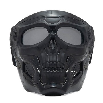 Gogle motocyklowe, kask sportowy, maska z czaszką, B