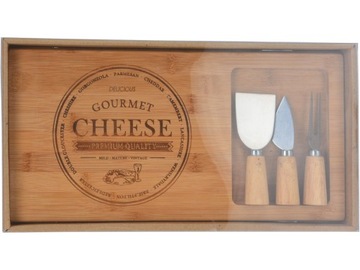 НАБОР Сервировочная доска Bamboo CHEESE + 3 ножа