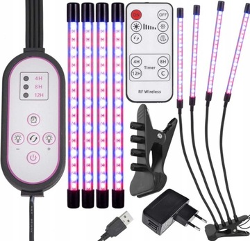 4x 80x светодиодная лампа для роста растений, полный спектр USB-таймер + пульт дистанционного управления 36 Вт