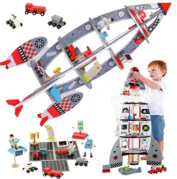 Rakieta Kosmiczna Statek Kosmiczny Kosmos Astronauta Drewniana 84cm