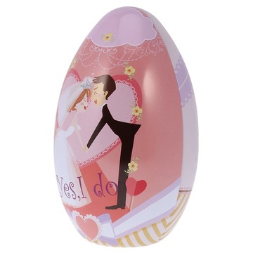 Коробка для хранения конфет в форме пасхального яйца. Жестяная коробочка для чая