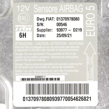 CENTRALKA SENSOR AIRBAG FIAT DUCATO 1370978080