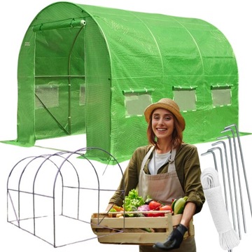 САДОВЫЙ ТУННЕЛЬ ИЗ ФОЛЬГИ 9 м 200x450 см ЗЕЛЕНАЯ ДВЕРЬ С ЗАМКОМ С ЗАЩИТОЙ УФ-УЛЬТРА