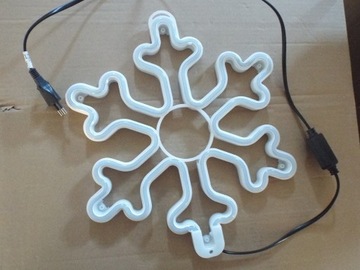 СНЕЖИНКА, ДИАМЕТР 30 СМ, ЗВЕЗДА, ЦВЕТНОЕ СВЕТОДИОДНОЕ НЕОНОВОЕ УКРАШЕНИЕ, ПЕРМАНЕНТНОЕ