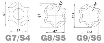 Широкоугольный гомокинетический звездчатый шарнир G7 S4 G8 S5