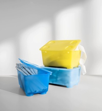 ПЛАСТИКОВАЯ КОРОБКА IKEA GLIS С КРЫШКОЙ, 3 ШТ.