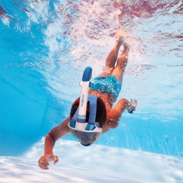 МАСКА ДЛЯ ДАЙВИНГА С ТРУБКОЙ, ПОЛНОЛИЦЕВАЯ ПАНОРАМНАЯ СУХАЯ ВЕРХНЯ ДЛЯ ДЕТЕЙ