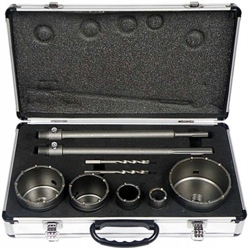 НАБОР КОРОНОЧНЫХ ПИЛОВ ДЛЯ БЕТОННЫХ СТЕН 9 ШТ. SDS SDS MAX КРУЖЕВЫЕ ФРЕЗЕРЫ ДЛЯ СТЕНОРЕЗОВ