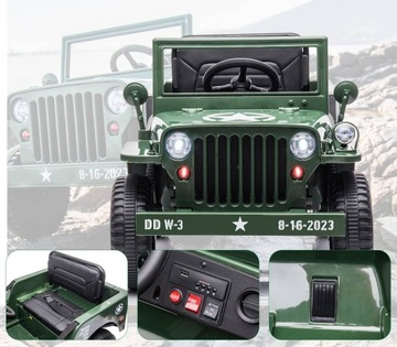 Wojskowy JEEP WILLYS napęd 4X4 AKU 12V7AH skóra