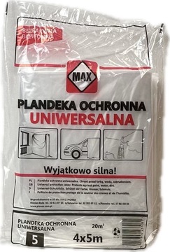 Folia plandeka malarska ochronna 4x5m 20m2 bezbarwna wytrzymała 24 µm MAX