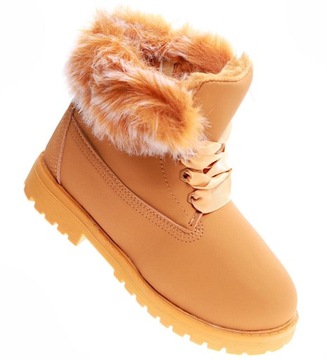 Ботильоны для девочек, на шнуровке, утепленные сапоги на овчине 15044 31