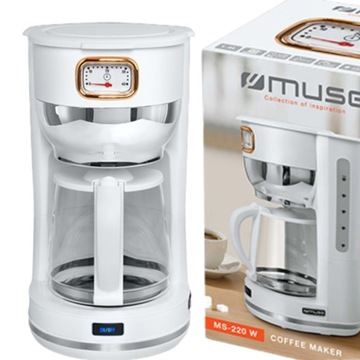 EKSPRES PRZELEWOWY RETRO 1000 W POJ. 1,4l (10 FILIŻANEK) BIAŁY MUSE MS-220W