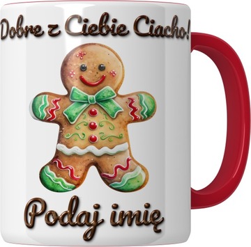 KUBEK CIACHO ŚWIĄTECZNE CIASTKO WIGILIA ŚWIĘTA MIKOŁAJ dodaj IMIĘ