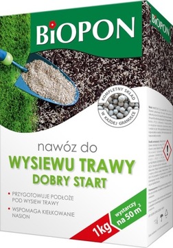 BiOPON nawóz do Wysiewu Trawy DOBRY START do Zakładania Trawnika 1kg